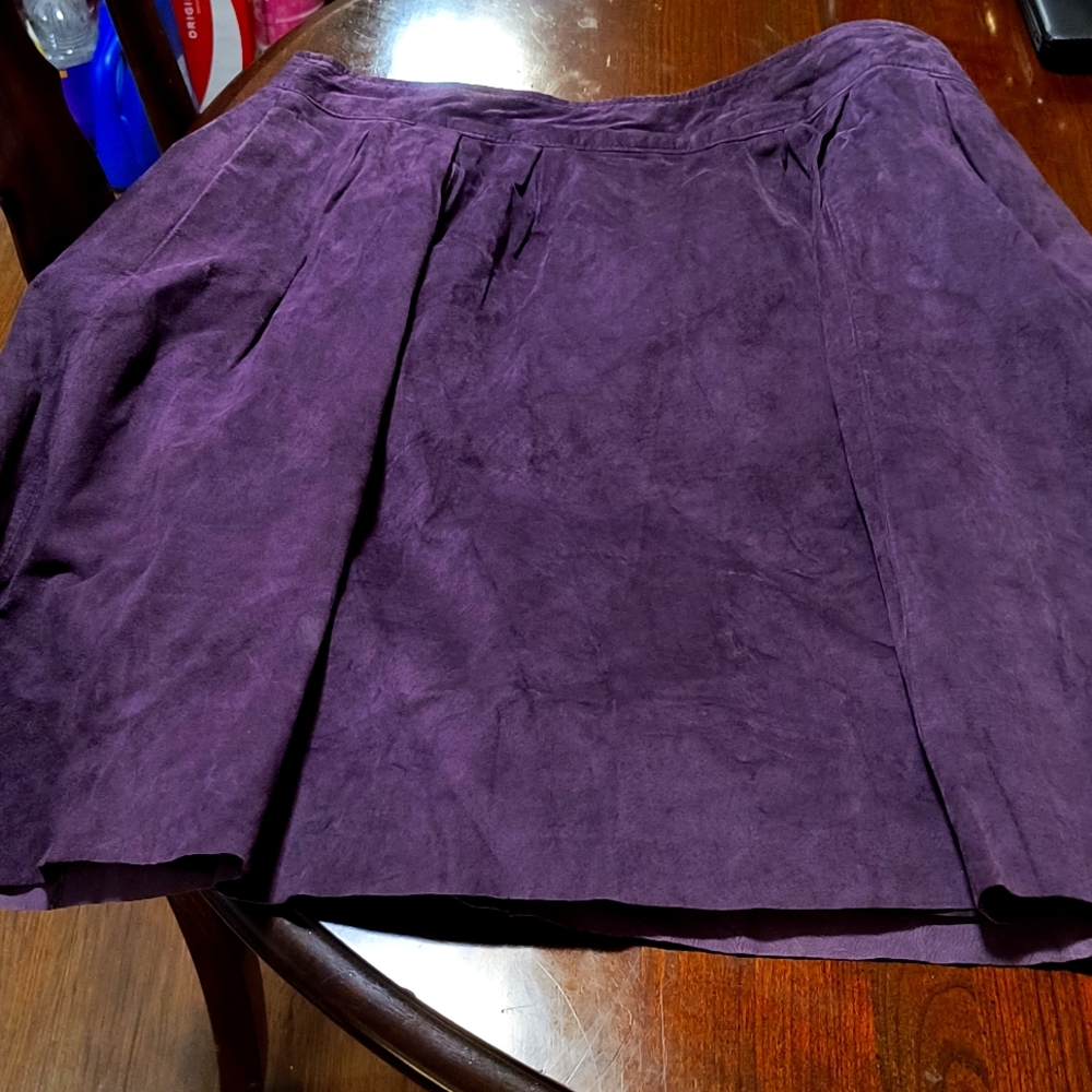 Size 14 pink tartan leather skirt